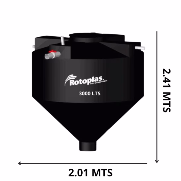 Biodigestor 3,000 lts autolimpiable negro - Imagen 1